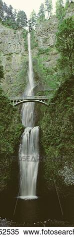 Stock Photography - This shows the Multnomah Falls and its footbridge. Fotosearch