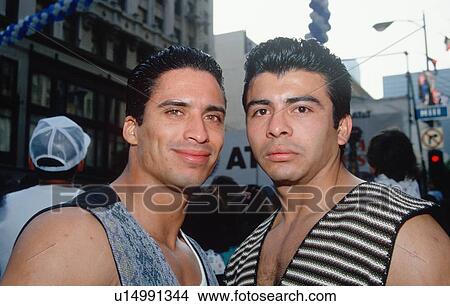 Picture - Two Puerto Rican men at Cinco de Mayo celebration, Los Angeles California. Fotosearch