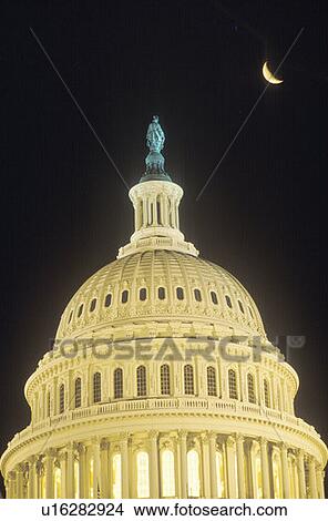 United States Capitol Building Dome with Crescent Moon, Washington, D. C. View Large Photo Image Picture - United States Capitol Building Dome with Crescent Moon, Washington, D. C.. Fotosearch