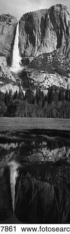 Stock Image - Upper and Lower Yosemite Falls in the spring. Fotosearch