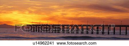 Stock Image - Ventura Pier and Pacific at sunset, Ventura, California. Fotosearch