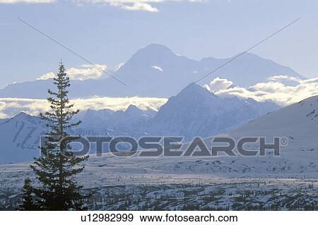 View of Mt. McKinley and Mt. Denali from George Park Highway, Route 3, Alaska View Large Photo Image Stock Photo - View of Mt. McKinley and Mt. Denali from George Park Highway, Route 3, Alaska. Fotosearch