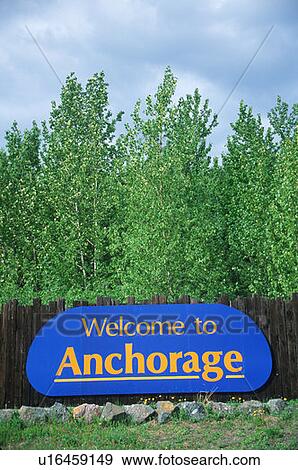 Stock Photo - Welcome to Alaska Sign. Fotosearch