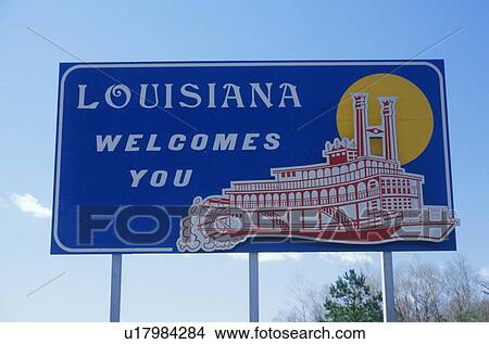 Picture - Welcome to Louisiana Sign. Fotosearch
