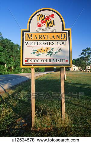 Stock Photo - Welcome to Maryland Sign. Fotosearch