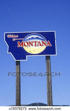 Stock Image - Welcome to Montana Sign. Fotosearch
