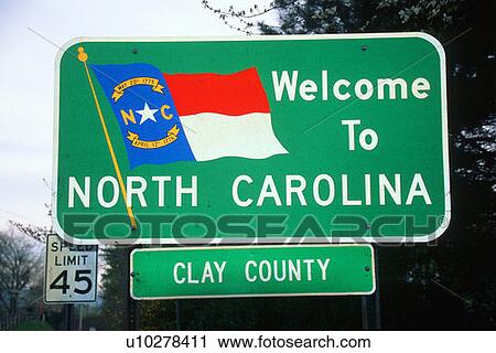 Stock Image - Welcome to North Carolina Sign. Fotosearch