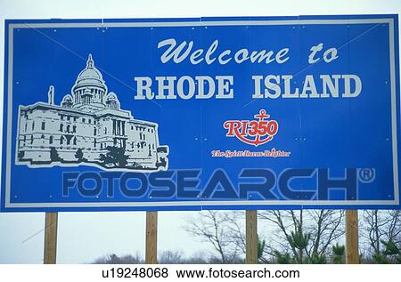 Stock Photo - Welcome to Rhode Island Sign. Fotosearch