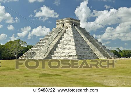 White puffy clouds over the Mayan Pyramid of Kukulkan View Large Photo Image Stock Image - White puffy clouds over the Mayan Pyramid of Kukulkan. Fotosearch