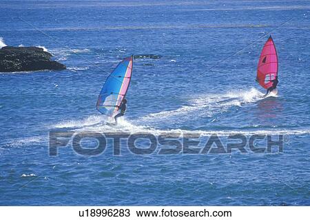 Stock Image - Wind Surfing in Northern CA. Fotosearch