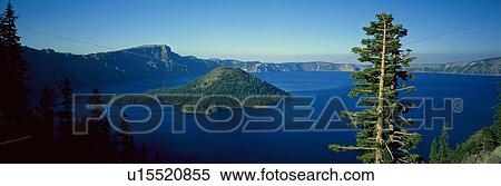 Wizard Island In Crater Lake, Oregon View Large Photo Image Stock Photography - Wizard Island In Crater Lake, Oregon. Fotosearch