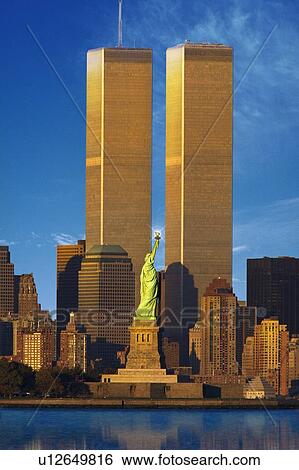 World Trade Center behind Statue of Liberty View Large Photo Image Stock Photograph - World Trade Center behind Statue of Liberty. Fotosearch