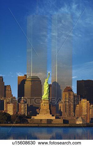 World Trade Center fading behind Statue of Liberty View Large Photo Image Stock Image - World Trade Center fading behind Statue of Liberty. Fotosearch