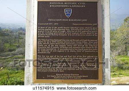 Stock Photography - A monument sign from 1955 showing the Tehachapi Train Loop. Fotosearch