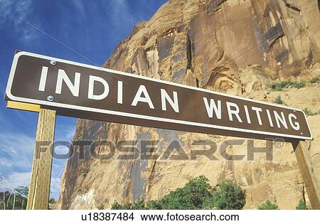 Picture - A sign that reads “Indian Writing”. Fotosearch