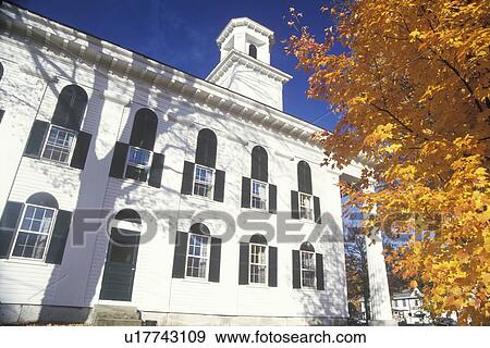 Stock Photo - A town church on an Autumn day. Fotosearch