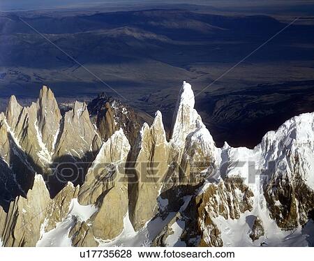 Stock Photo - Aerial view at 3400 meters of Mount Fitzroy. Fotosearch