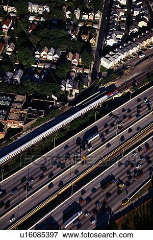 Aerial view of the Interstate Highway 90/94 during rush hour traffic View Large Photo Image Stock Photo - Aerial view of the Interstate Highway 90/94 during rush hour traffic. Fotosearch