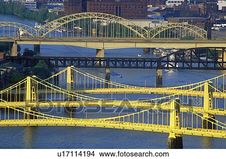 Picture - Bridges over the Allegheny River, Pittsburgh, PA. Fotosearch