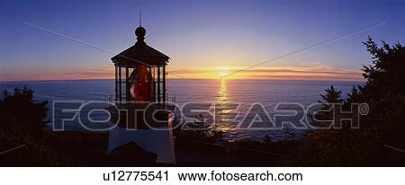 Cape Meares Lighthouse At Sunset, Cape Meares, Oregon View Large Photo Image Stock Image - Cape Meares Lighthouse At Sunset, Cape Meares, Oregon. Fotosearch