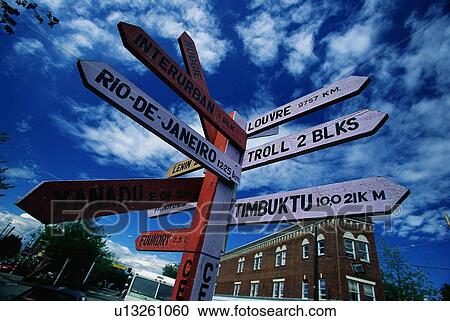 Stock Image - City Signs and Distance. Fotosearch