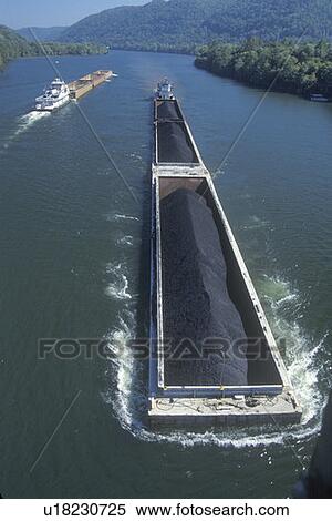 Coal barges on River View Large Photo Image Stock Photography - Coal barges on River. Fotosearch