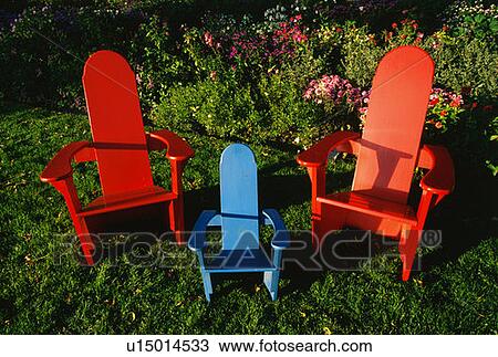 Colored Wooden Lawn Chairs Stock Image U15014533 Fotosearch