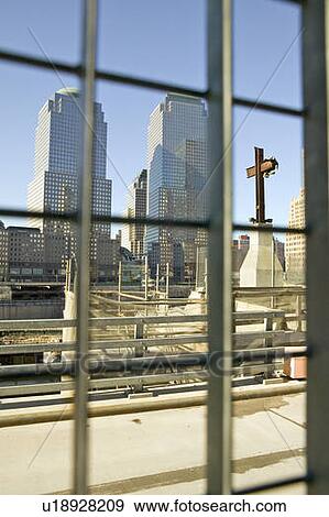 Cross at World Trade Towers Memorial Site for September 11, 2001, New York City, NY View Large Photo Image Stock Photo - Cross at World Trade Towers Memorial Site for September 11, 2001, New York City, NY. Fotosearch