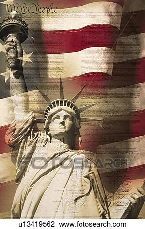 Digital composite: Statue of Liberty and American flag is underlaid with the handwriting of the US Constitution View Large Photo Image Stock Image - Digital composite: Statue of Liberty and American flag is underlaid with the handwriting of the US Constitution. Fotosearch