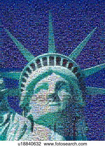 Digital mosaic of small images comprising Statue of Liberty View Large Photo Image Stock Image - Digital mosaic of small images comprising Statue of Liberty. Fotosearch
