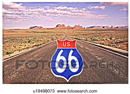 Digitally composed image with a US 66 road sign superimposed on the road View Large Photo Image Stock Image - Digitally composed image with a US 66 road sign superimposed on the road. Fotosearch