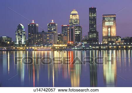 Evening on Ohio River and Louisville skyline, KY shot from Indiana View Large Photo Image Stock Photo - Evening on Ohio River and Louisville skyline, KY shot from Indiana. Fotosearch