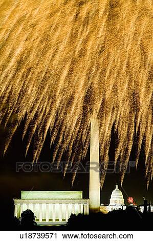 Stock Image - Fireworks in Washington D. C.. Fotosearch