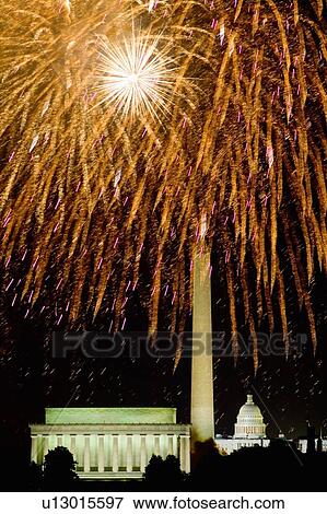 Stock Photo - Fireworks in Washington D. C.. Fotosearch