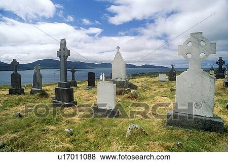Stock Photo - Gravestones in Kilcatherine Church cemetery, Cork, Ireland. Fotosearch