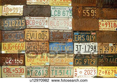 License plates on a wall View Large Photo Image Stock Image - License plates on a wall. Fotosearch