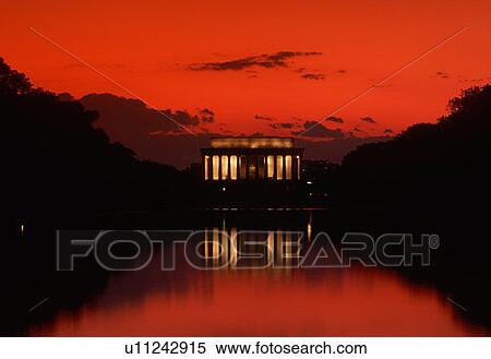 Lincoln Memorial at sunset with red sky View Large Photo Image Stock Photography - Lincoln Memorial at sunset with red sky. Fotosearch