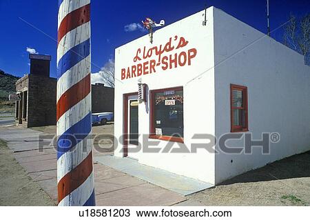 Lloyd's Barber shop with barber pole in foreground View Large Photo Image Stock Image - Lloyd's Barber shop with barber pole in foreground. Fotosearch