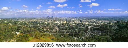 Los Angeles Skyline from Mulholland, California View Large Photo Image Stock Photograph - Los Angeles Skyline from Mulholland, California. Fotosearch