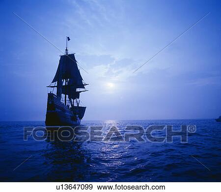Mayflower II replica in moonlight, Massachusetts View Large Photo Image Stock Photo - Mayflower II replica in moonlight, Massachusetts. Fotosearch