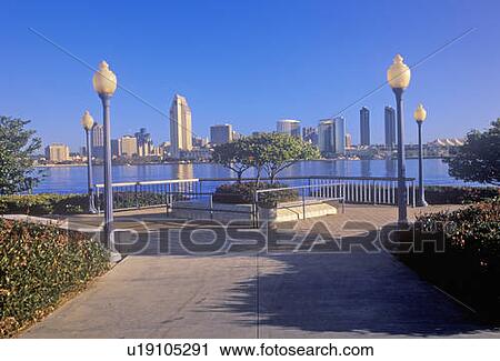 Stock Image - Morning light on the San Diego Bay, view from Coronado, San Diego, California. Fotosearch