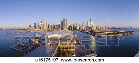Navy Pier, Chicago, Morning, Illinois View Large Photo Image Stock Photo - Navy Pier, Chicago, Morning, Illinois. Fotosearch