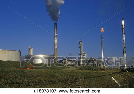Oil Refinery Smokestacks View Large Photo Image Stock Photo - Oil Refinery Smokestacks. Fotosearch