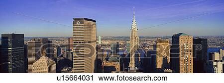 Stock Image - Panoramic aerial view of Manhattan. Fotosearch