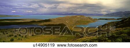 Panoramic view of Argentina's largest lake, Lago Argentino View Large Photo Image Stock Photo - Panoramic view of Argentina's largest lake, Lago Argentino. Fotosearch