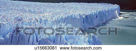 Panoramic view of icy formations of Perito Moreno Glacier View Large Photo Image Stock Image - Panoramic view of icy formations of Perito Moreno Glacier. Fotosearch