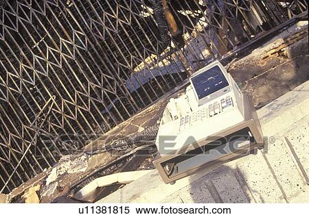 Salvaged cash register after 1992 riots, South Central Los Angeles, California View Large Photo Image Stock Photography - Salvaged cash register after 1992 riots, South Central Los Angeles, California. Fotosearch