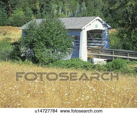 Picture - Sandy Creek Covered Bridge, Southern Oregon. Fotosearch