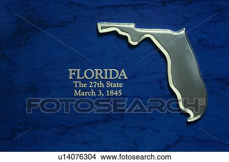 Silver map of the state of Florida View Large Photo Image Picture - Silver map of the state of Florida. Fotosearch