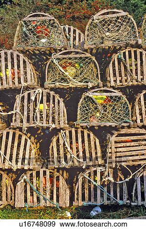Stock Photo - Stacks of lobster traps. Fotosearch